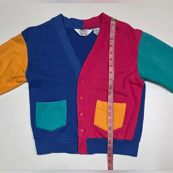 Vintage 90s Kids Colorblock Cardigan Sweater Granny Core Talbot Kids Sz XLRetro - Picture 5 of 11